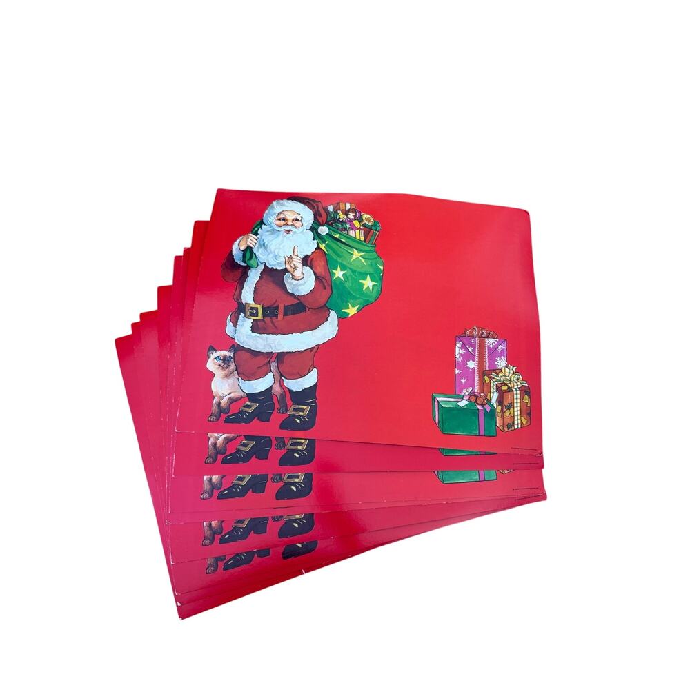 Vintage Santa Place Mats American Greetings Corp 1980 adorable Christmas decor 8